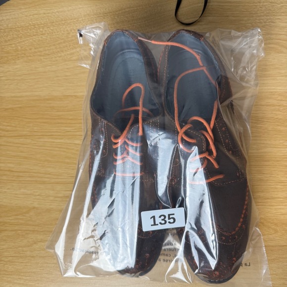 GH Bass Kory Wingtip Oxford Mens 10.5 Brown Suede Good Orange Contrast Stitch - Picture 9 of 9